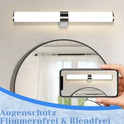 NETTLIFE Applique miroir LED 15W 60CM Chrome Etanche IP44 Blanc neutre 4000K Moderne
