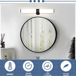 NETTLIFE Lampe de miroir LED noir 8W IP44 blanc neutre 4000K