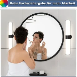 NETTLIFE Lampe de miroir LED noir 8W IP44 blanc neutre 4000K
