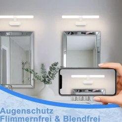 NETTLIFE Lampe de miroir LED 40CM 6W Etanche IP44 Moderne Blanc Neutre 4000K Blanc