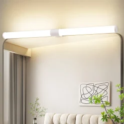 NETTLIFE Lampe de miroir de salle de bain LED 8W 60CM Lampe de salle de bain murale blanche à pince étanche IP44 4000K