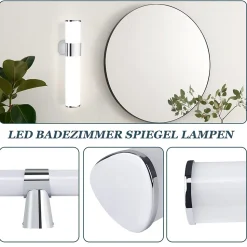NETTLIFE Lot 2 Lampes Miroir LED 6W 30CM IP44 Blanc Neutre 4000K Salle de Bain Chrome Moderne