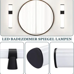 NETTLIFE Lot 2 Lampes Miroir LED 6W 30CM IP44 Blanc Neutre 4000K Salle de Bain Noire