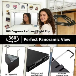 Nettlife Miroir de maquillage à hauteur réglable et design en trois parties Miroir plat et indéformable