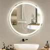 NETTLIFE Miroir lumineux salle de bain - Rond 50 cm LED, mural, interrupteur tactile, antibuée, IP44, réglable 3000K-6500K