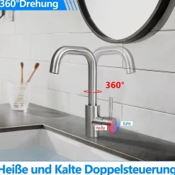 NETTLIFE robinet de cuisine robinet de lavabo de salle de bains robinet de salle de bains en acier inoxydable haute pression