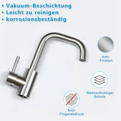 NETTLIFE robinet de cuisine robinet de lavabo de salle de bains robinet de salle de bains en acier inoxydable haute pression