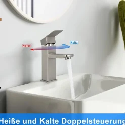 NETTLIFE robinet d'évier robinet chaud/froid robinet haute pression en acier inoxydable