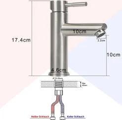 NETTLIFE robinet d'évier robinet chaud/froid robinet haute pression en acier inoxydable