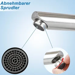 NETTLIFE robinet d'évier robinet chaud/froid robinet haute pression en acier inoxydable
