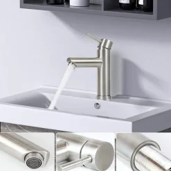 NETTLIFE robinet d'évier robinet chaud/froid robinet haute pression en acier inoxydable