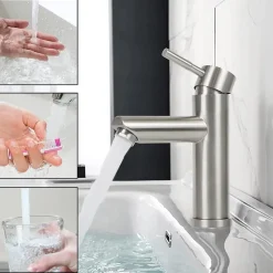 NETTLIFE robinet d'évier robinet chaud/froid robinet haute pression en acier inoxydable
