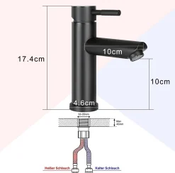 NETTLIFE robinet d'évier robinet chaud/froid robinet haute pression en acier inoxydable