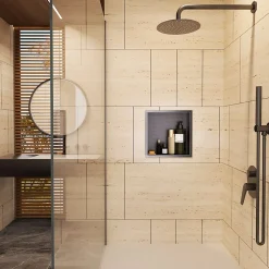 Niche de Douche Mural 33 x 33 cm - Rangement Salle de Bain en finition Noir Métal - ATLANTIC