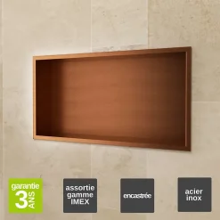 Niche de Douche Mural 63 x 33 cm - Rangement Salle de Bain en finition Cuivré - PACIFIC