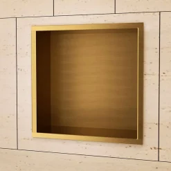 Niche de Douche Mural 33 x 33 cm - Rangement Salle de Bain en finition Or Brossé - ATLANTIC