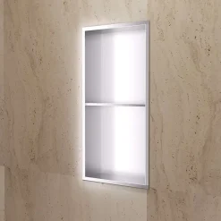 Niche de Douche Mural 33 x 63 cm - Rangement Salle de Bain en finition Niquel Brossé - ARTIC
