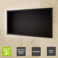 Niche de Douche Mural 63 x 33 cm - Rangement Salle de Bain en finition Noir Mat - PACIFIC