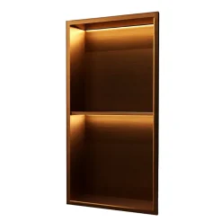 Niche de Douche Mural Éclairage Led 33 x 63 cm - Rangement Salle de Bain en finition Cuivré - MARSHALL