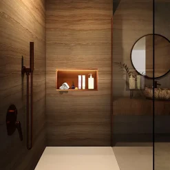 Niche de Douche Mural Éclairage Led 63 x 33 cm - Rangement Salle de Bain en finition Noir Mat - OCEANIC