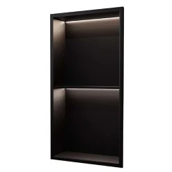 Niche de Douche Mural Éclairage Led 33 x 63 cm - Rangement Salle de Bain en finition Noir Mat - MARSHALL