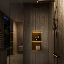 Niche de Douche Mural Éclairage Led 33 x 63 cm - Rangement Salle de Bain en finition Noir Mat - MARSHALL