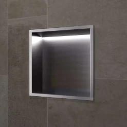 Niche de Douche Mural Éclairage Led 33 x 33 cm - Rangement Salle de Bain en finition Noir Métal - INDIC