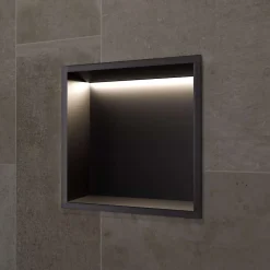 Niche de Douche Mural Éclairage Led 33 x 33 cm - Rangement Salle de Bain en finition Noir Mat - INDIC