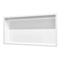 Niche de Douche Mural Éclairage Led 63 x 33 cm - Rangement Salle de Bain en finition Blanc Satiné - OCEANIC