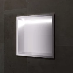 Niche de Douche Mural Éclairage Led 33 x 33 cm - Rangement Salle de Bain en finition Niquel Brossé - INDIC