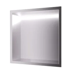 Niche de Douche Mural Éclairage Led 33 x 33 cm - Rangement Salle de Bain en finition Niquel Brossé - INDIC