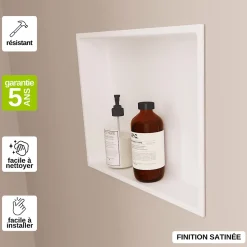 Niche de Douche Noir Satiné - 30x30 cm - Rangement Mural Salle de Bain - NOOK