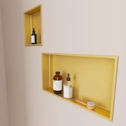 Niche de Douche Or Satiné - 30x30 cm - Rangement Mural Salle de Bain - NOOK