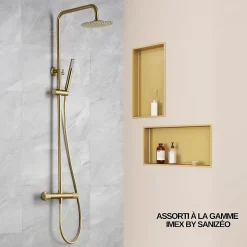 Niche de Douche Or Satiné - 30x30 cm - Rangement Mural Salle de Bain - NOOK
