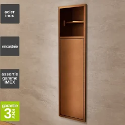 Niche de WC 17 x 60 cm - Rangement Mural Encastrable en finition Cuivré - EGEAN
