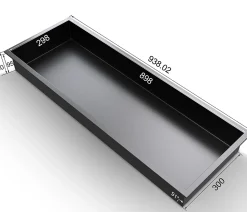 Niche inox SIRHONA 900x300x100mm - Encastrée + Bac à douche + Verticale/Horizontale + Noir mat