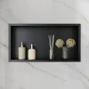 Niche inox SIRHONA 600x300x100mm - Encastrée + Bac à douche + Verticale / Horizontale + Noir mat