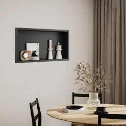 Niche inox SIRHONA 600x300x100mm - Encastrée + Bac à douche + Verticale / Horizontale + Noir mat