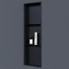 Niche murale de douche avec rebords, étagère encastrable douche acier inox avec compartiments - 90x30x10cm - NT309010X Noir