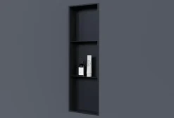 Niche murale de douche avec rebords, étagère encastrable douche acier inox avec compartiments - 90x30x10cm - NT309010X Noir
