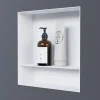 Niche murale de douche avec rebords, étagère encastrable douche acier inox avec compartiment - 30x30x10cm - NT303010X Blanc