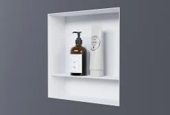 Niche murale de douche avec rebords, étagère encastrable douche acier inox avec compartiment - 30x30x10cm - NT303010X Blanc