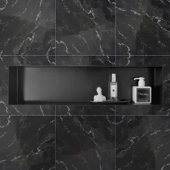 Niche murale de douche, étagère encastrable douche acier inox sans cadre - 15x60x10cm - BS156010 Blanc