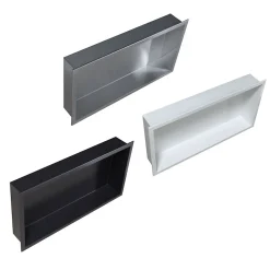 Niche murale de douche, étagère encastrable douche acier inox - 60x30x10cm - BS603010 Blanc
