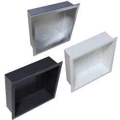Niche murale de douche, étagère encastrable douche acier inox - 30x30x10cm - BS303010 Blanc