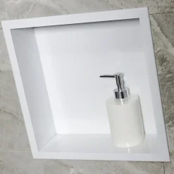 Niche murale de douche, étagère encastrable douche acier inox - 30x30x10cm - BS303010 Blanc