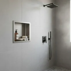 Niche murale de douche, étagère encastrable douche acier Inox Brossé - 30x30cm