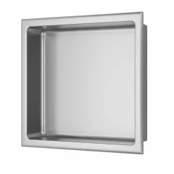 Niche murale de douche, étagère encastrable douche acier Inox Brossé - 30x30cm