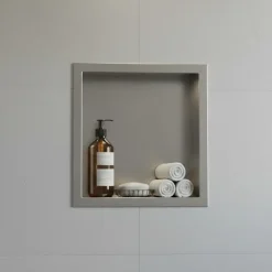 Niche murale de douche, étagère encastrable douche acier Inox Brossé - 30x30cm