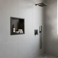 Niche murale de douche, étagère encastrable douche acier Noir Mat - 30x30cm